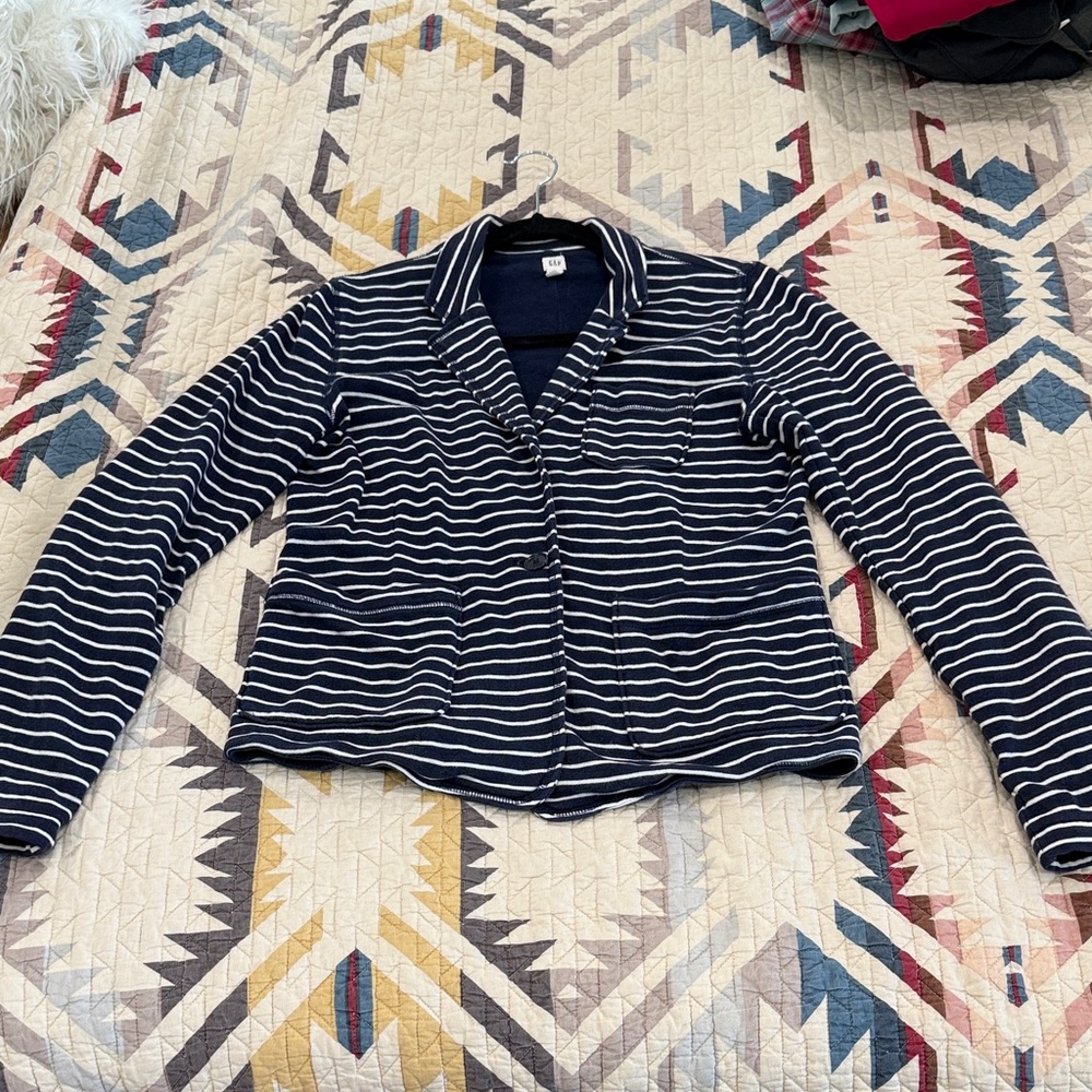 GAP Striped Navy and White Women's Jacket